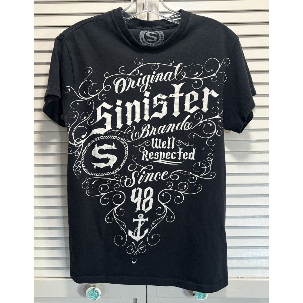 Sinister Graphic Short Sleeve T-Shirt Size Small Cotton Black/White